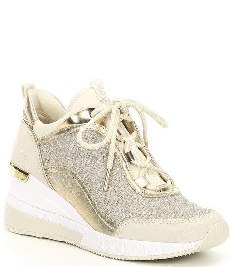 michael michael kors lolly glitter fabric lace-up wedge trainers|Michael Michael Kors Women's Mabel Trainer Lace.